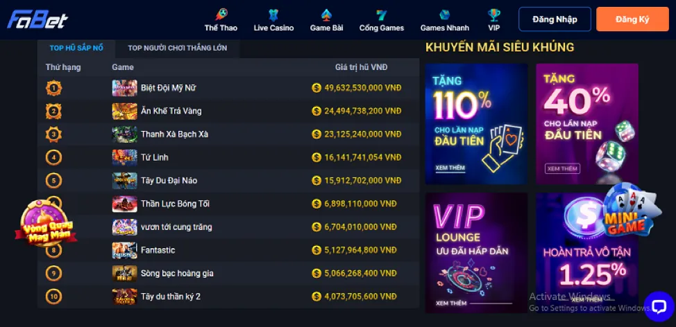 Đa dạng trò chơi cá cược tại vip52 link mới